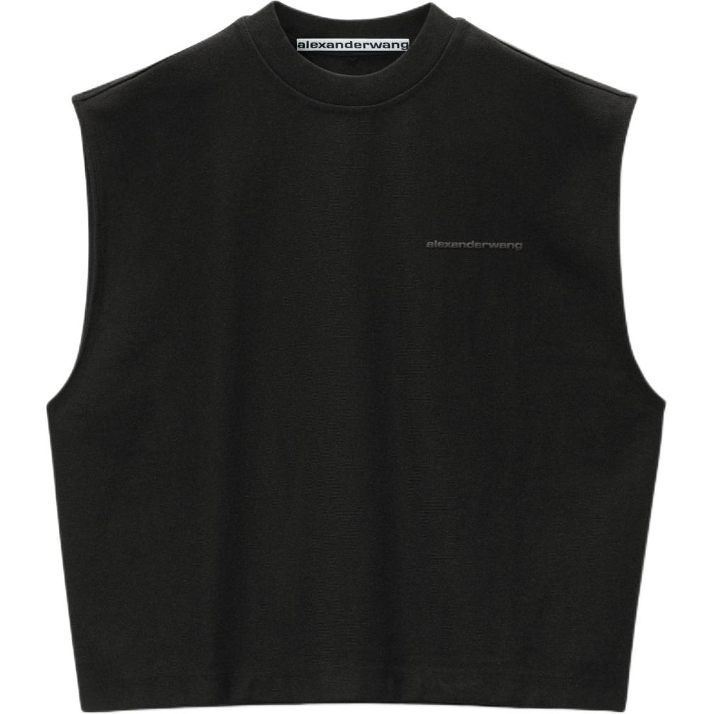 Alexander Wang FW24  Black Cotton Puffer Logo Muscle Tank 6CC3241063001