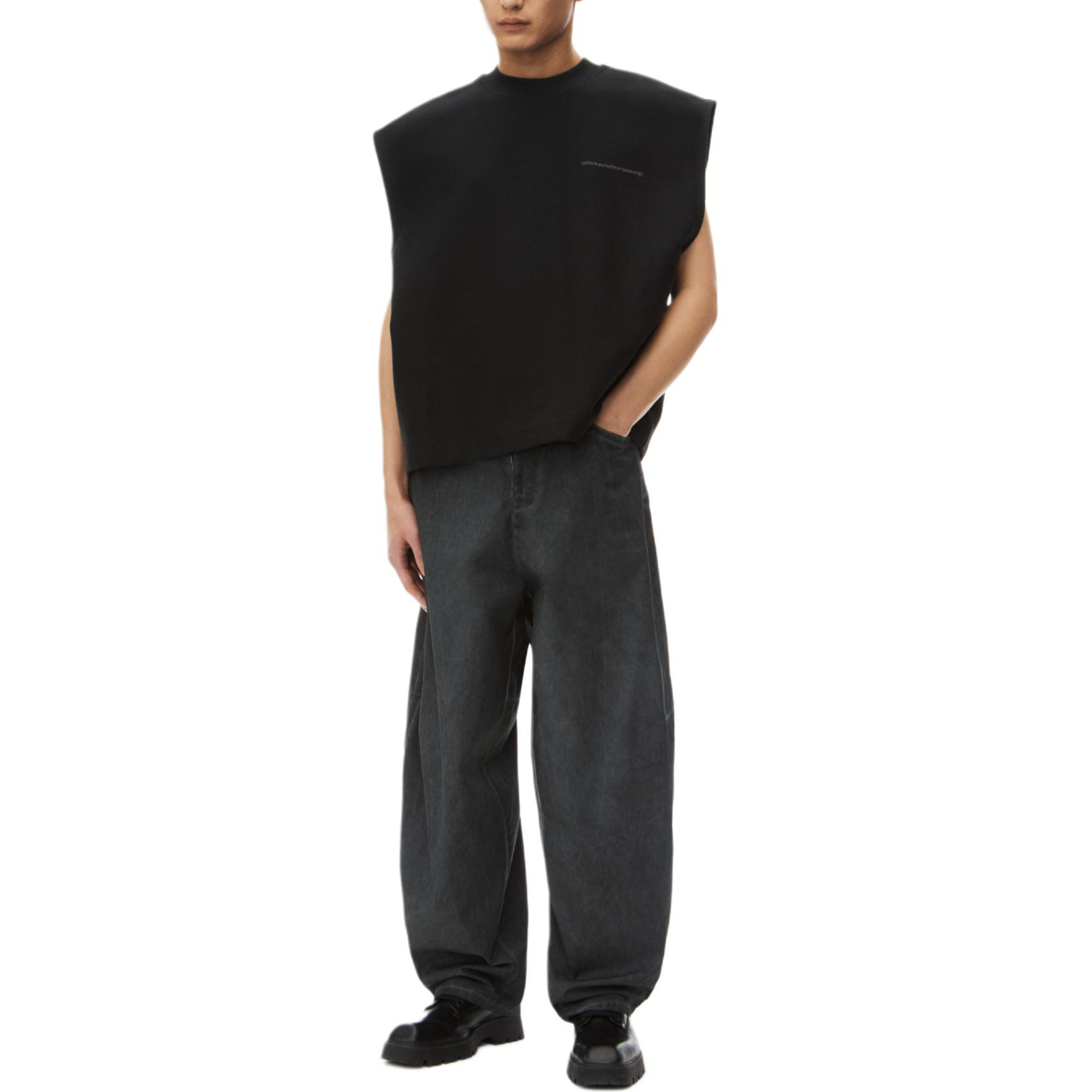 Lookbook Alexander Wang FW24  Black Cotton Puffer Logo Muscle Tank 6CC3241063001