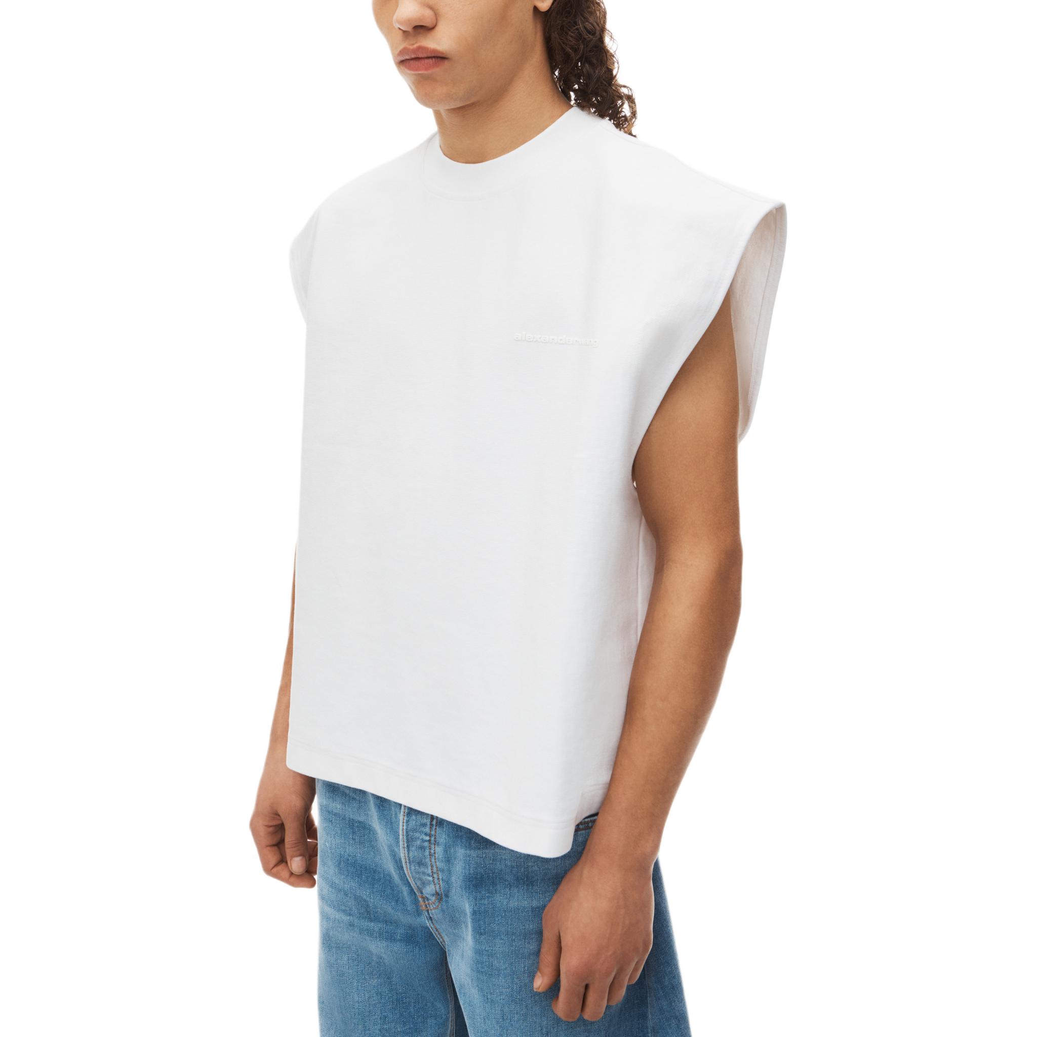 Purchase Alexander Wang FW24 Cotton Padded Logo Muscle Crewneck Vest White (). 6CC3241063100