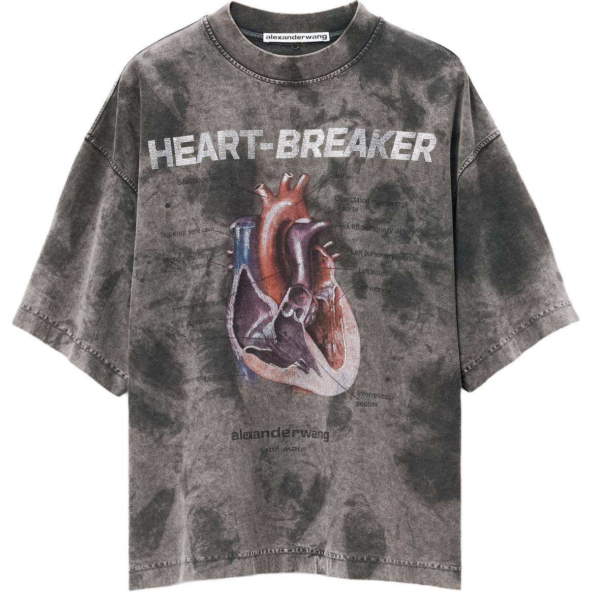 Alexander Wang FW24 Letter Heart Vintage Crewneck T-Shirt Unisex Grey. UCC3241704023A