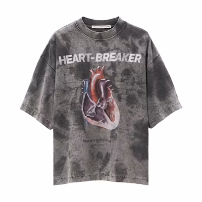 Alexander Wang FW24 Letter Heart Vintage Crewneck T-Shirt Unisex Grey. UCC3241704023A