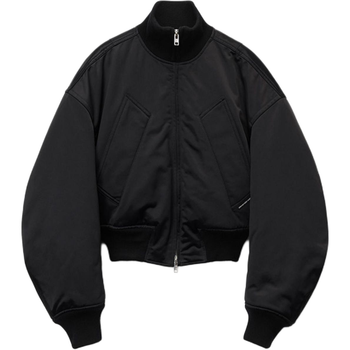 Alexander Wang FW24 Minimalist Comfy Stand Collar Unisex Black Jacket UWC4242050001