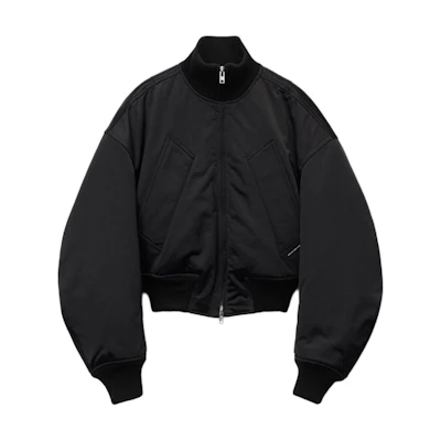Alexander Wang FW24 Minimalist Comfy Stand Collar Unisex Black Jacket UWC4242050001