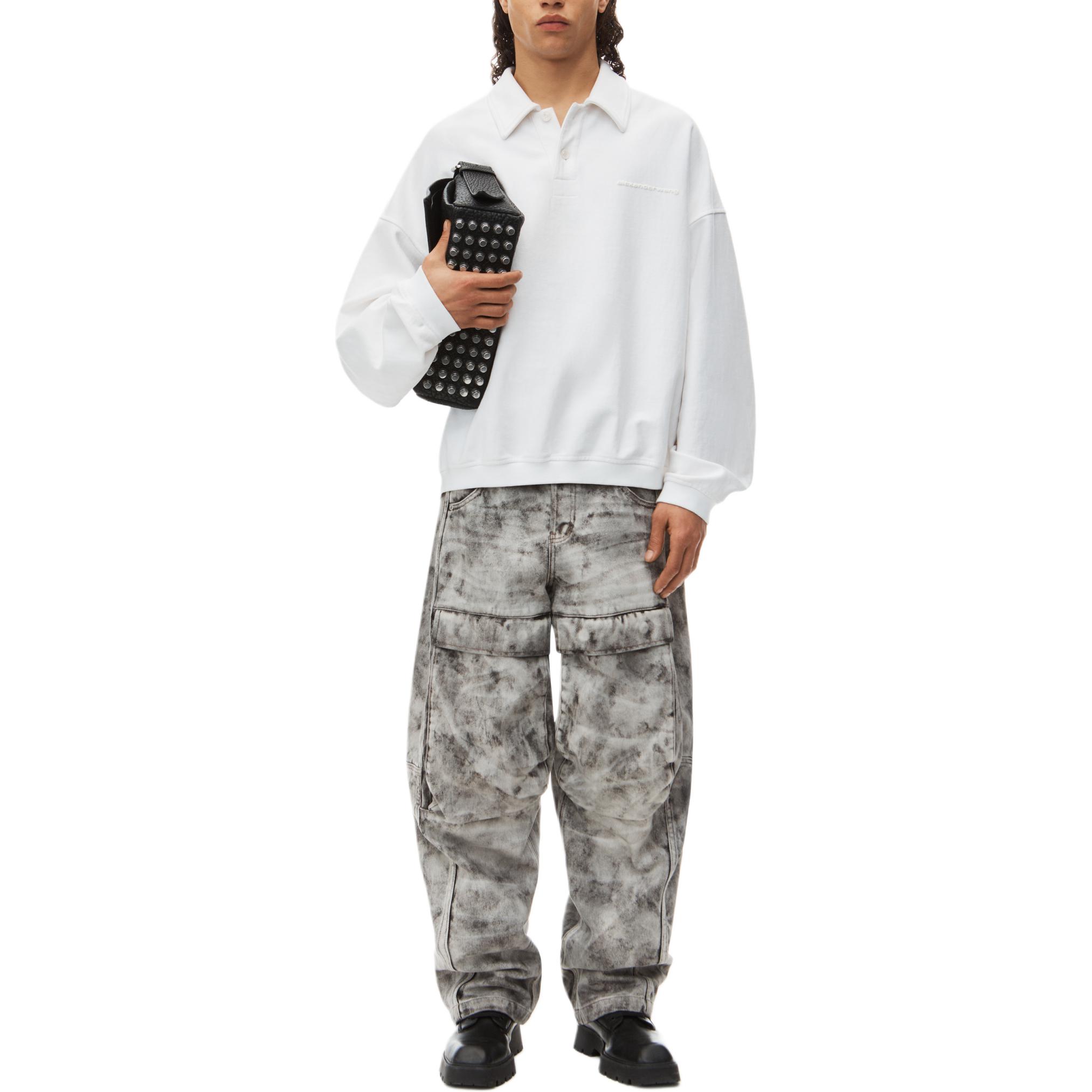 Lookbook Alexander Wang FW24 Oversized Logo Casual Long-Sleeve Polo Shirt White Men’s 6CC3241056100