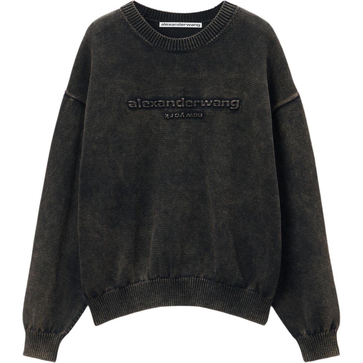 Alexander Wang FW24 Oversized Logo Crewneck Sweatshirt Unisex Black UKC3241034023A