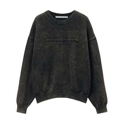 Alexander Wang FW24 Oversized Logo Crewneck Sweatshirt Unisex Black UKC3241034023A