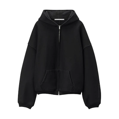 Alexander Wang FW24 Oversized Logo Embroidered Cotton Hoodie Men’s Black 6CC3242043001