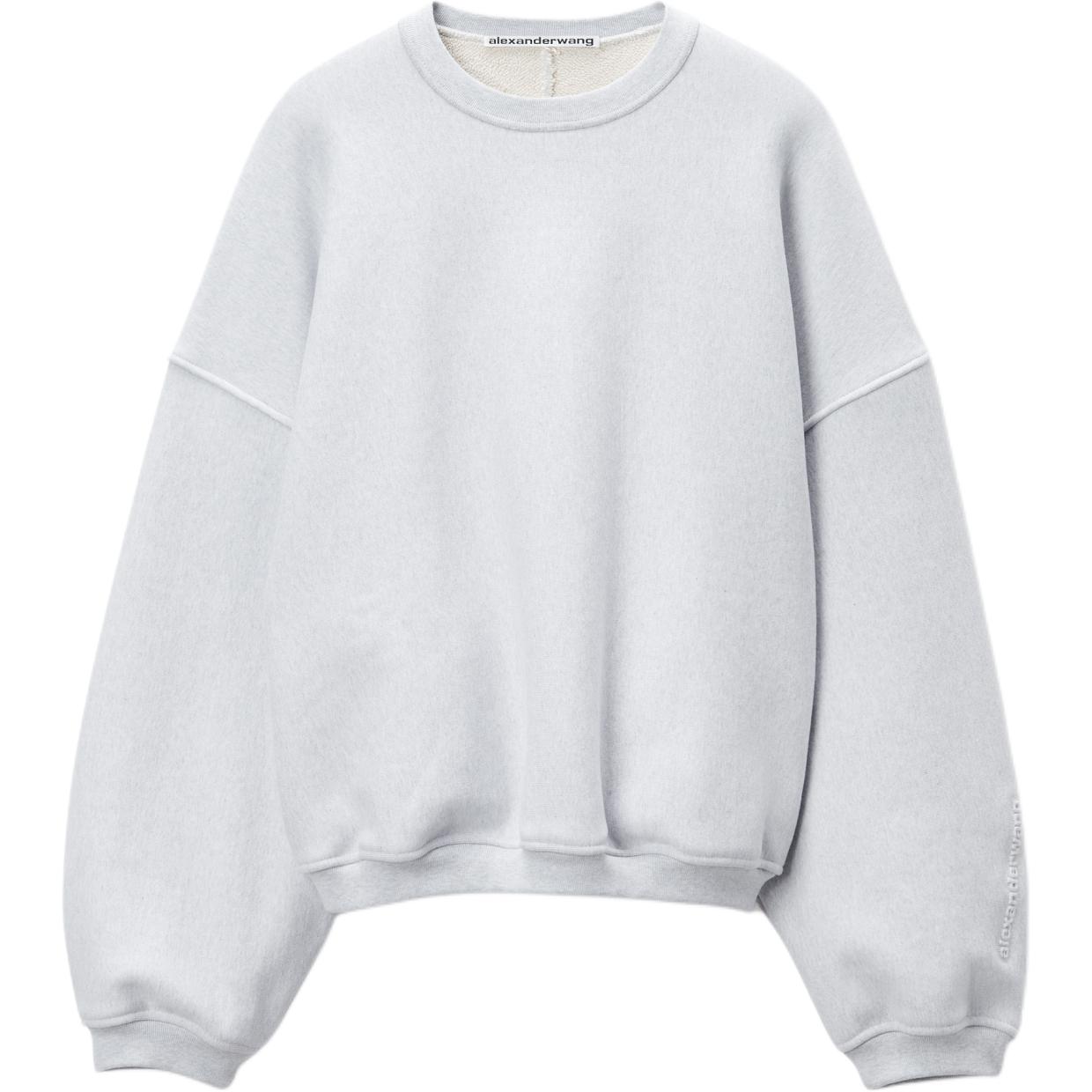 Order Alexander Wang FW24 Oversized Logo Embroidered Cotton Long Sleeve Shirt Grey 6CC3242044050