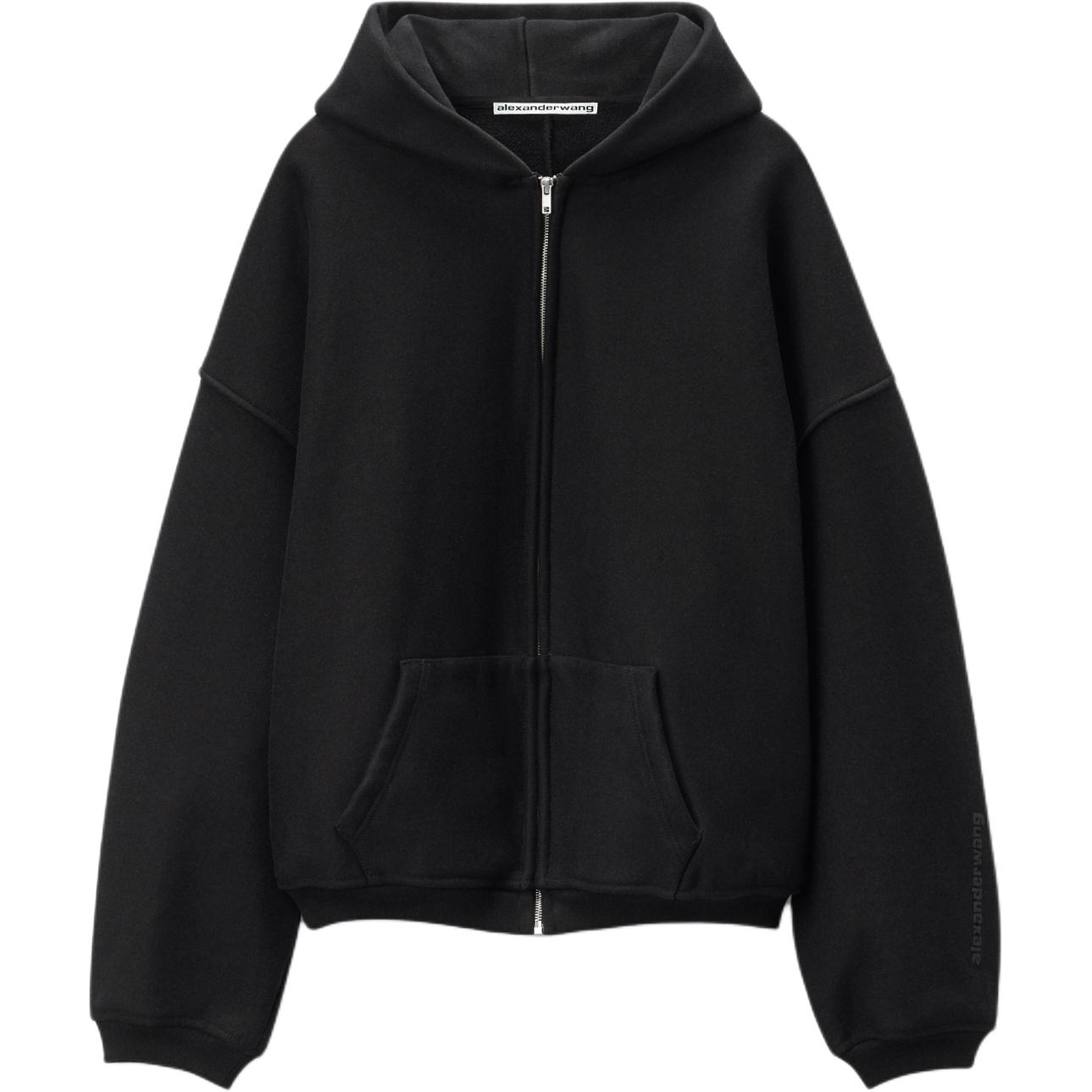 Order Alexander Wang FW24 男款黑色刺繡Logo寬鬆版棉質連帽衫 6CC3242043001