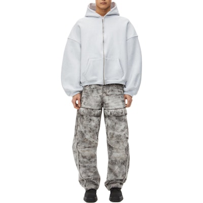 Alexander Wang FW24 Oversized Logo Embroidered Cotton Sweatshirt Light Grey . 6CC3242043050 Lookbook Alexander Wang FW24 Oversized Logo Embroidered Cotton Sweatshirt Light Grey . 6CC3242043050