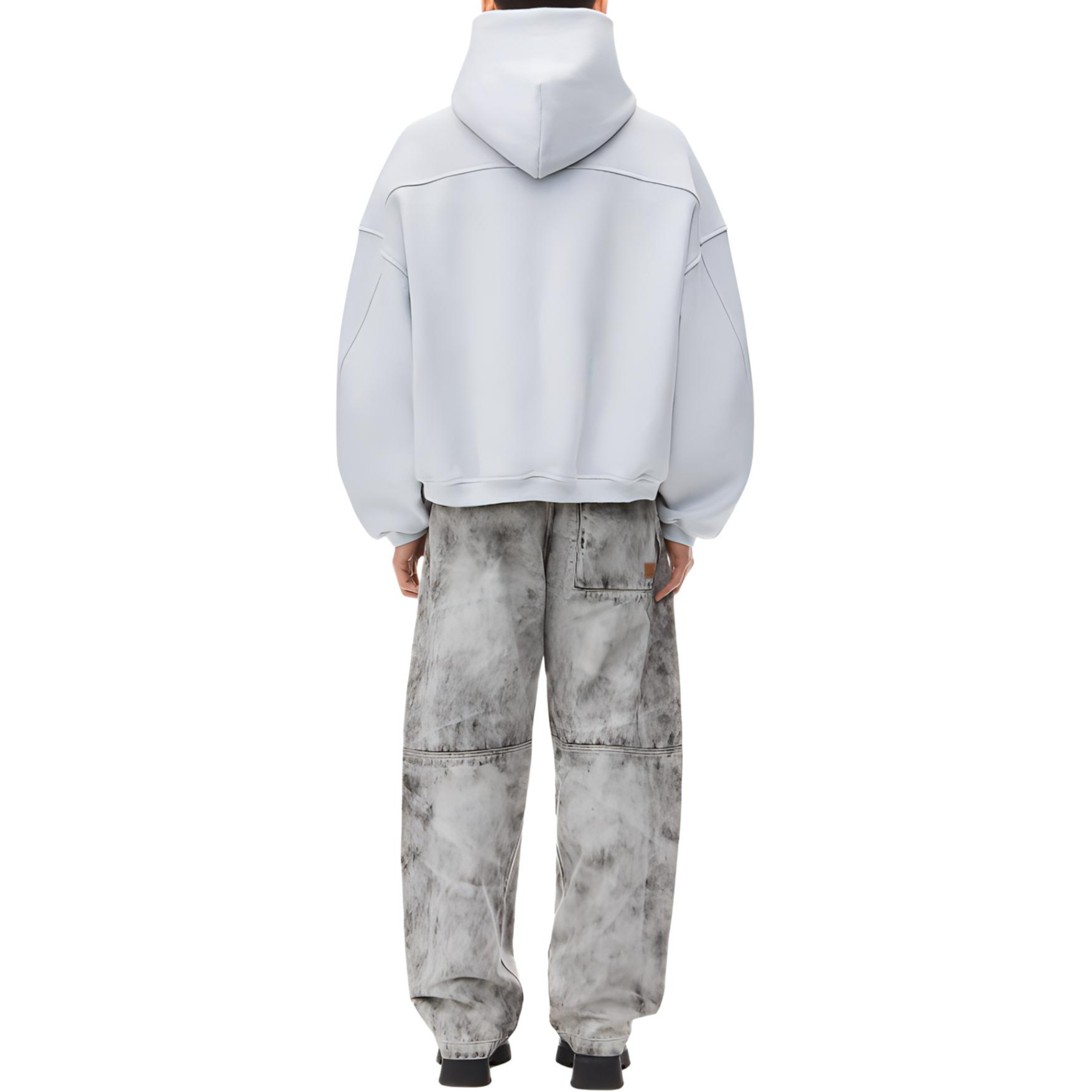 Shop Alexander Wang FW24 Oversized Logo Embroidered Cotton Sweatshirt Light Grey . 6CC3242043050