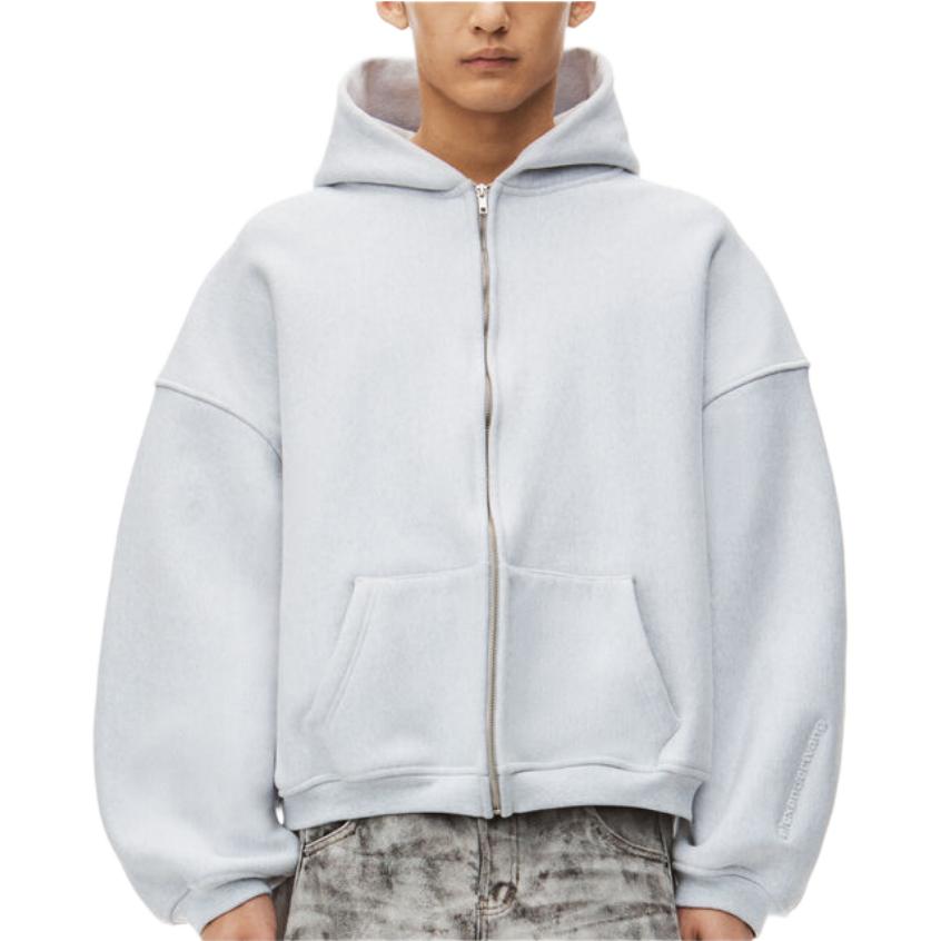 Details for Alexander Wang FW24 Oversized Logo Embroidered Cotton Sweatshirt Light Grey . 6CC3242043050