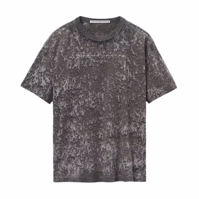 Alexander Wang FW24 Unisex Oversized Logo Embossed Splatter Grey Short Sleeve Tee UCC3241702099