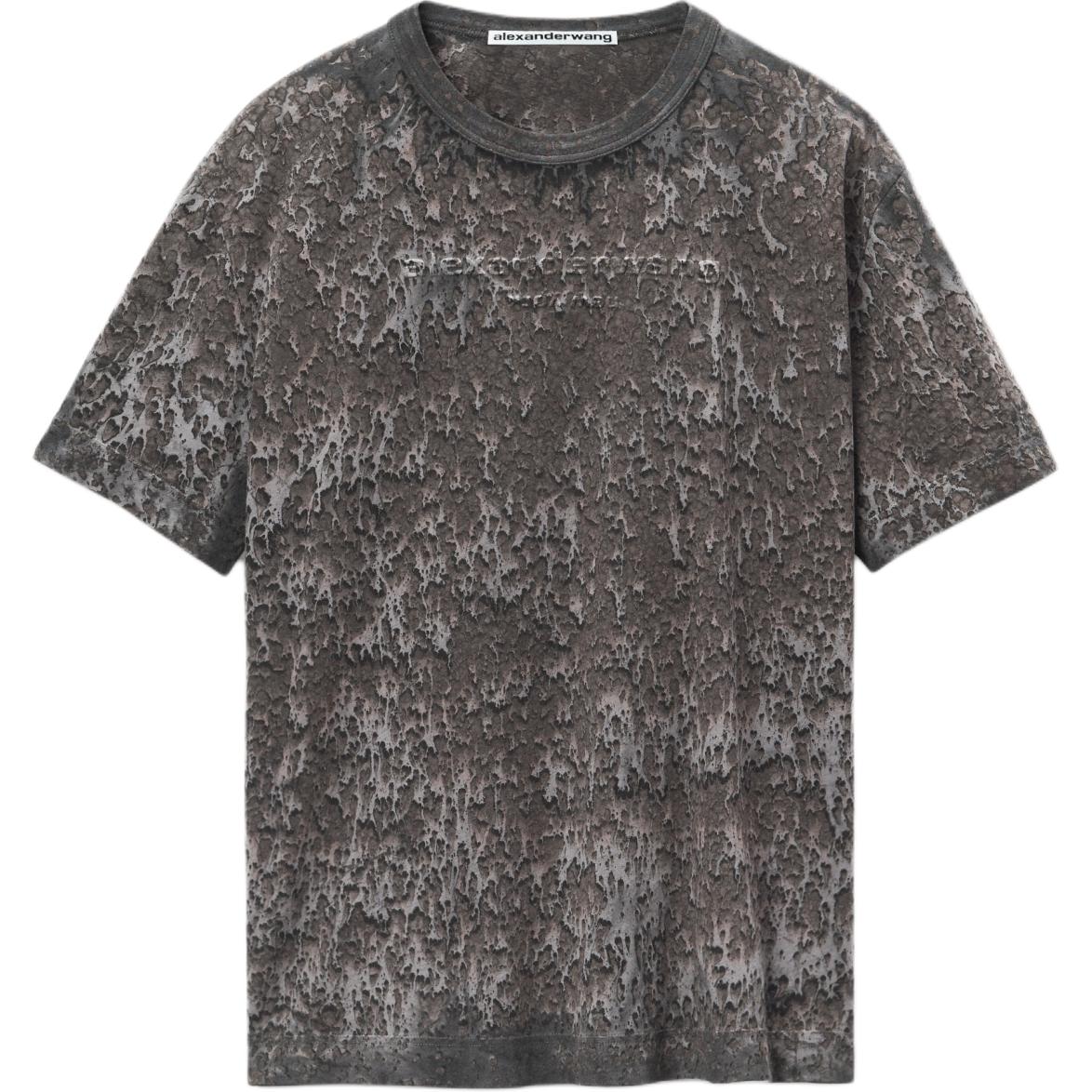 Order Alexander Wang FW24 男女同款 超大Logo浮雕潑墨灰短袖T恤 UCC3241702099