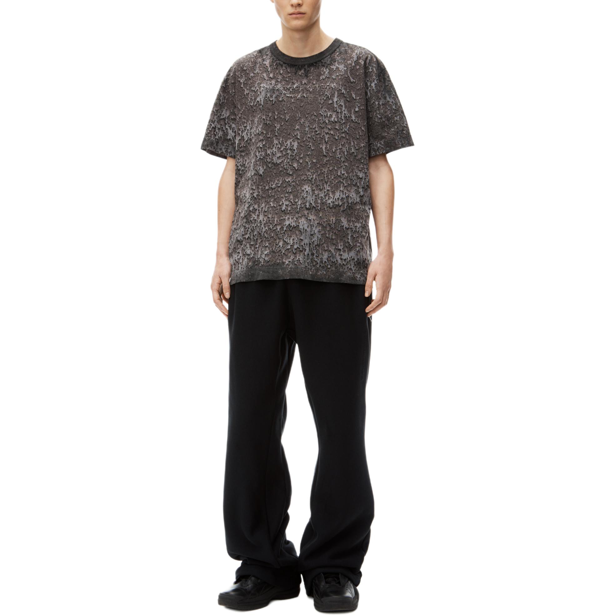 Lookbook Alexander Wang FW24 男女同款 超大Logo浮雕潑墨灰短袖T恤 UCC3241702099