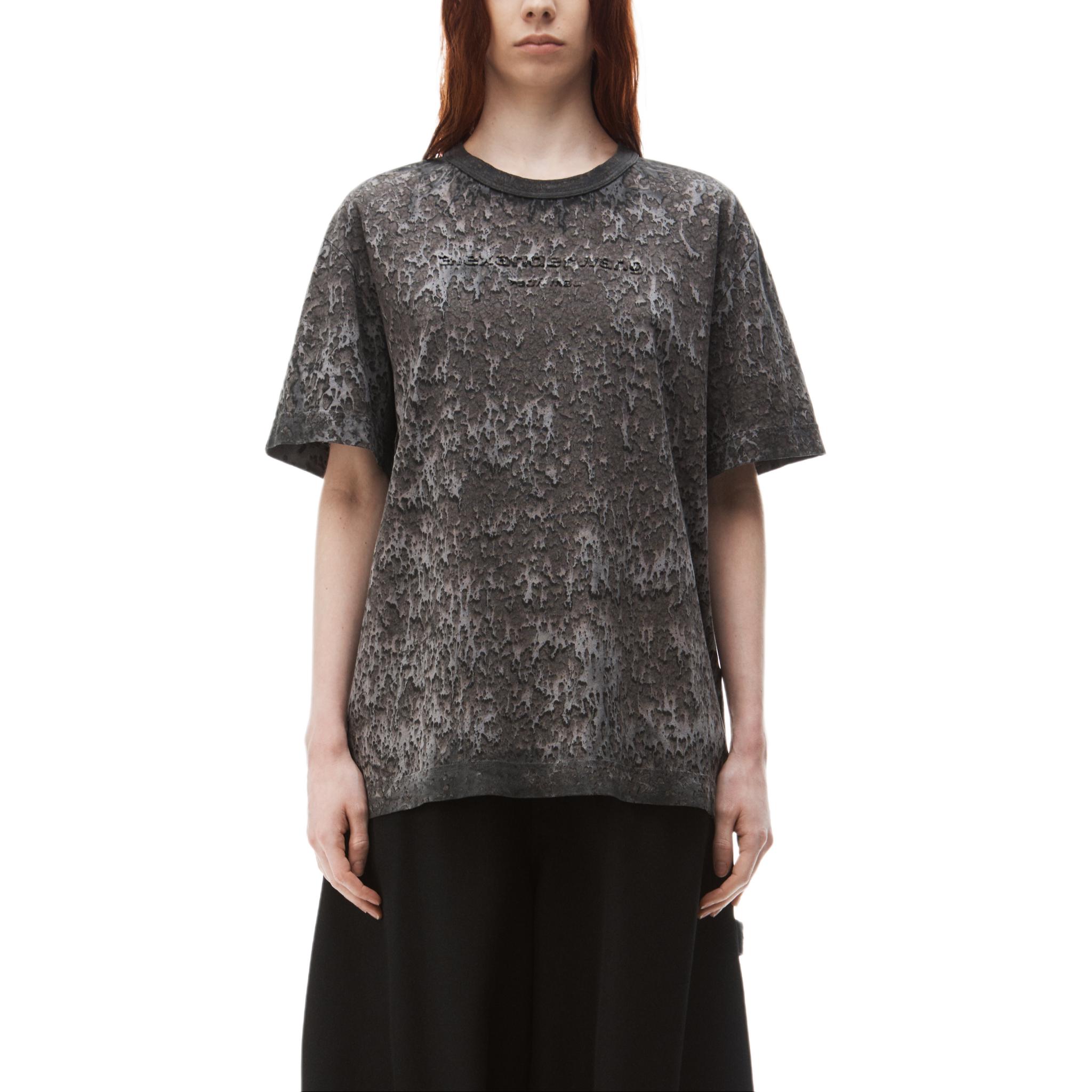 Purchase Alexander Wang FW24 男女同款 超大Logo浮雕潑墨灰短袖T恤 UCC3241702099