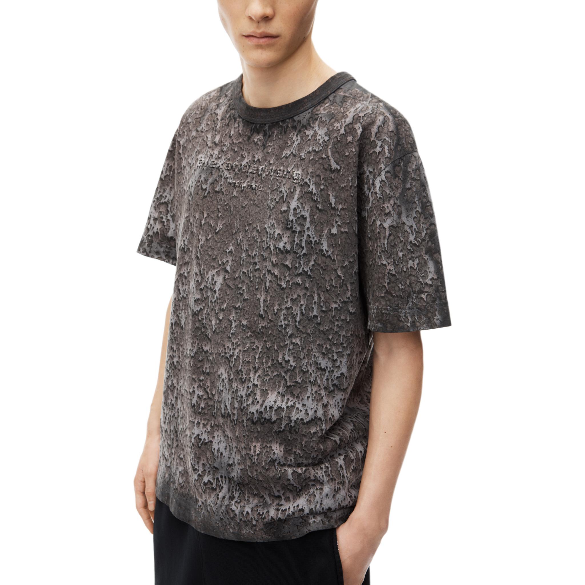 Details for Alexander Wang FW24 男女同款 超大Logo浮雕潑墨灰短袖T恤 UCC3241702099