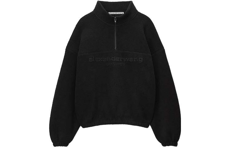 Alexander Wang Half-Zip French Terry Sweatshirt Black Pullover Crewneck 6CC3231021