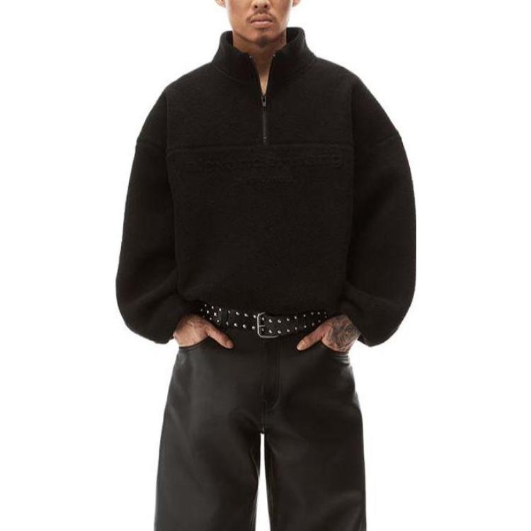 Lookbook Alexander Wang 法式棉質半拉鍊黑色套頭圓領運動衫 6CC3231021