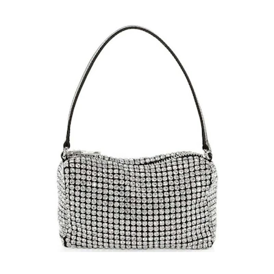 Alexander Wang Heiress Pouch In Crystal Mesh White