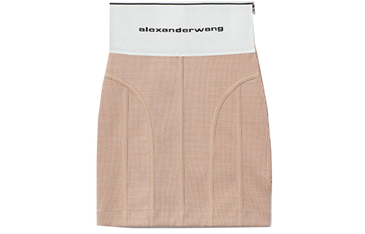 Alexander Wang High-Waisted Letter Print Casual Skirt Rose Beige 1C195074260