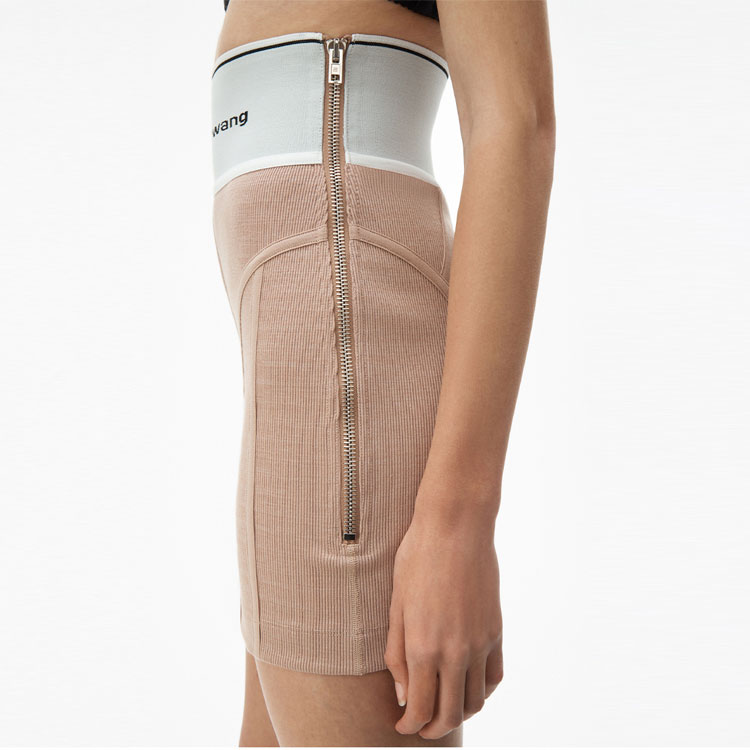 Purchase Alexander Wang Skirt Cetak Huruf Pinggang Tinggi Kasual Rose Beige 1C195074260