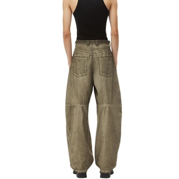 Shop Alexander Wang High-Waisted Wide-Leg Washed Denim Jeans Sage Green 6WC3244047