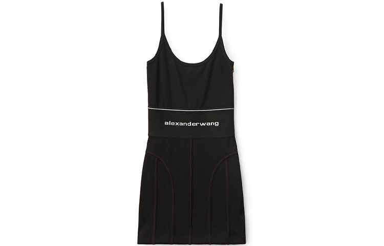 Alexander Wang Logo-Embellished Black Stretch Mini Dress 1CC1206271-001