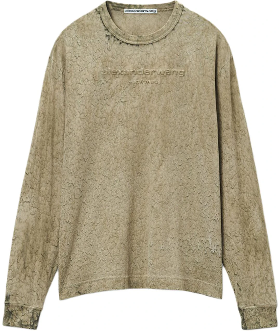 alexander-wang-logo-embossed-splatter-print-long-sleeve-t-shirt-moss-green-unisex-ucc-3241703318
