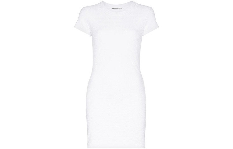 Alexander Wang Logo Jacquard Short Sleeve Dress - White 4CC3216128-100