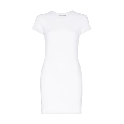 Alexander Wang Logo Jacquard Short Sleeve Dress - White 4CC3216128-100