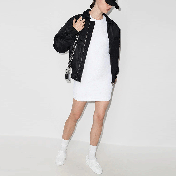 Lookbook Alexander Wang Gaun Pendek Logo Jacquard Lengan Pendek - Putih 4CC3216128-100