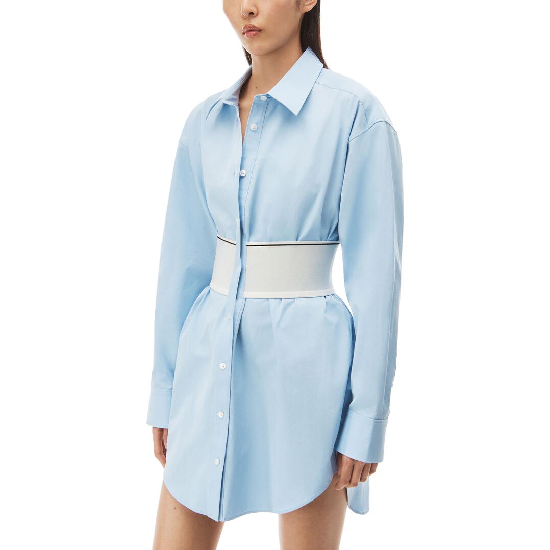 Lookbook 亚历山大王标志蓝色衬衫连衣裙 1WC3226492-450