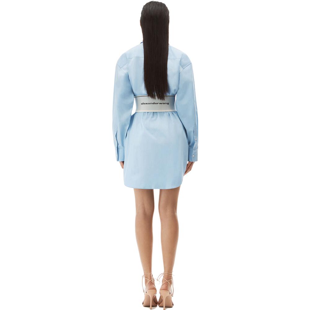 Shop 亚历山大王标志蓝色衬衫连衣裙 1WC3226492-450