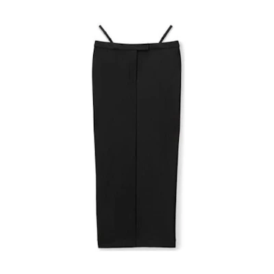 Alexander Wang Minimalist Black Stretch Tailored Mid-Waist Slim Fit Long Skirt. 4CC4235277-001
