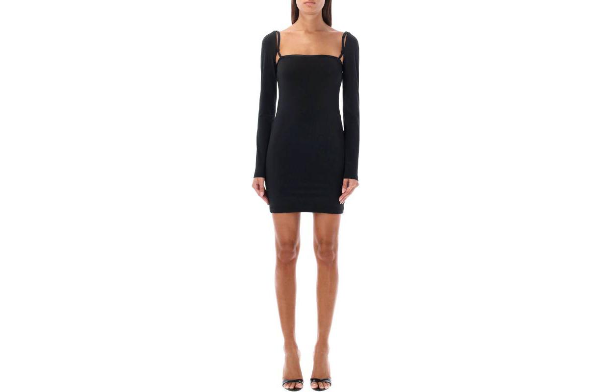 Order Alexander Wang Vestido Negro Slim Fit Minimalista de Manga Larga Femenino 4CC4236622S-001