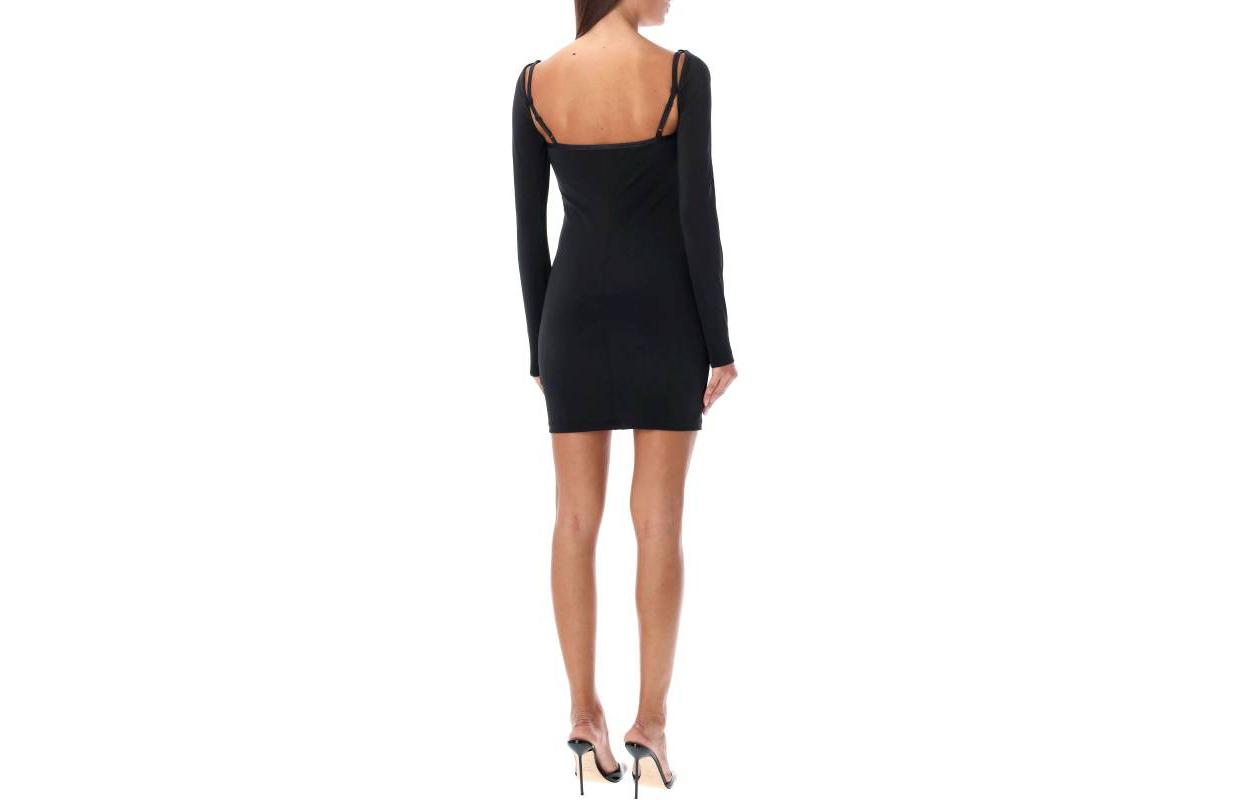 Lookbook Alexander Wang Vestido Negro Slim Fit Minimalista de Manga Larga Femenino 4CC4236622S-001