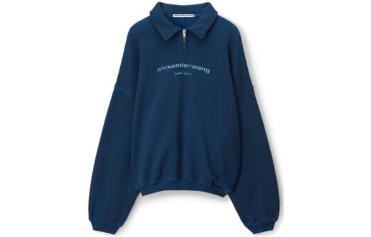 Alexander Wang Navy Blue Half-Zip Polo Sweatshirt Unisex Pullover UCC42316694-10B