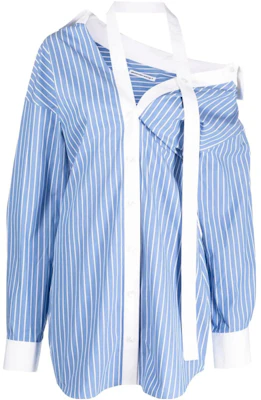 Alexander Wang Gaun Kemeja Off-Shoulder Garis Lengan Panjang Biru Langit. 4WC3236224 Buy Alexander Wang Gaun Kemeja Off-Shoulder Garis Lengan Panjang Biru Langit. 4WC3236224