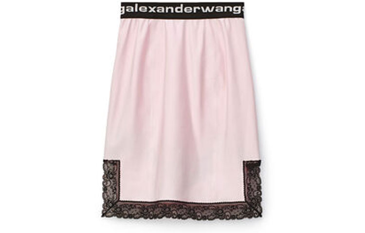 Alexander Wang Pink Lace Trim Lyocell A-Line Midi Skirt 4CC1215019-694