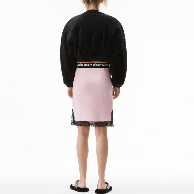 Shop Alexander Wang Pink Lace Trim Skirt Midi A-Line Lyocell | Novelship Malaysia 4CC1215019-694