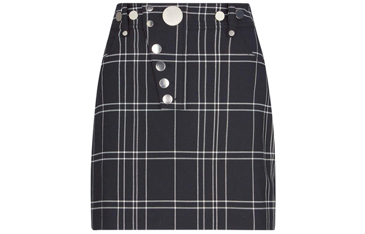 Alexander Wang Plaid High-Waist Mini Skirt Black 1WC2195080-941