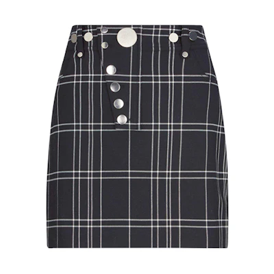 Alexander Wang Plaid High-Waist Mini Skirt Black 1WC2195080-941