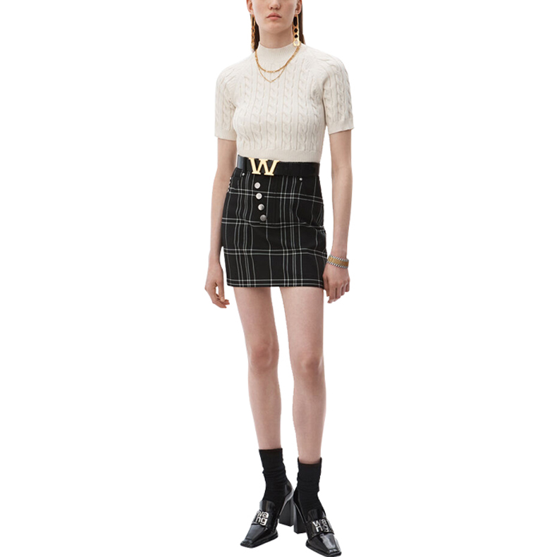 Purchase Alexander Wang 格紋高腰迷你裙 黑色 1WC2195080-941
