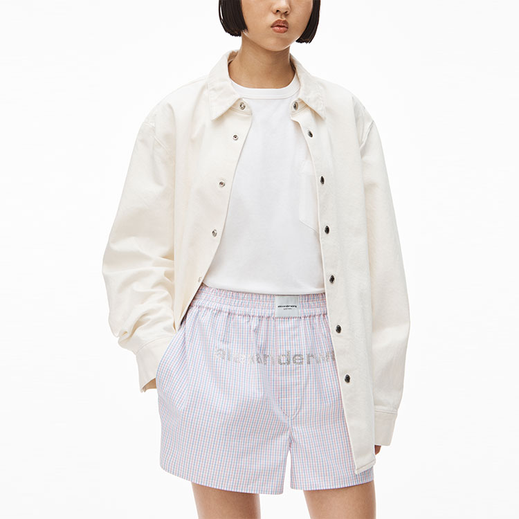 Details for 알렉산더 왕 레드 체크 로고 미드 라이즈 복서 쇼츠 유니섹스. UWC2224041-963