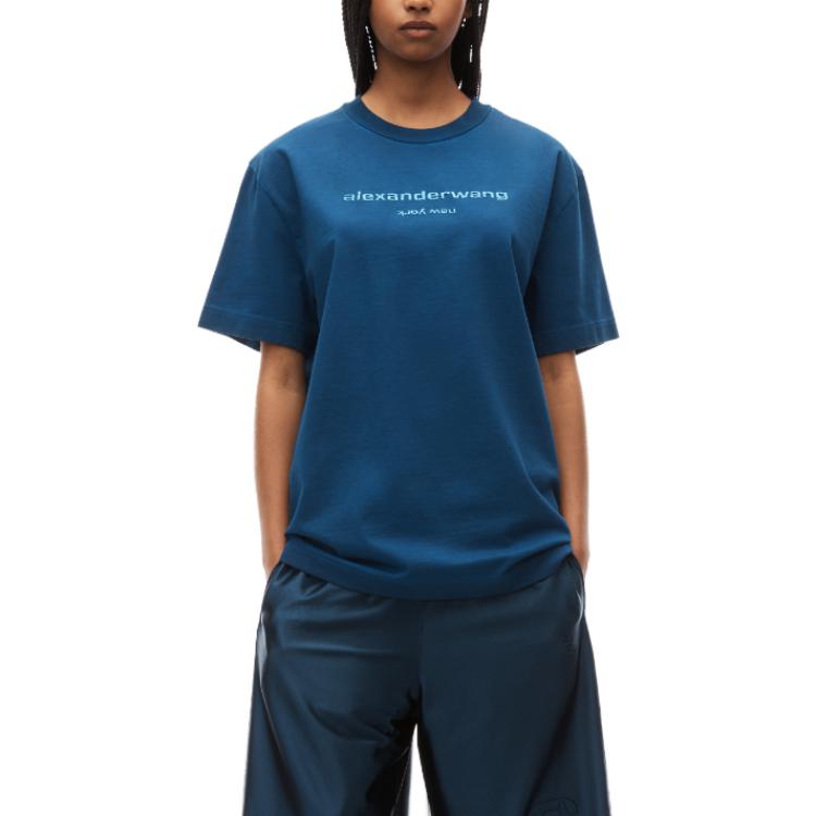 Purchase 亞歷山大王亮面標誌短袖T恤 中性款 - 深海軍藍 UCC42316814-10B