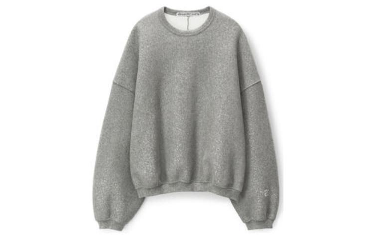 Alexander Wang Shiny Series Unisex Crewneck Oversized Pullover Sweatshirt Grey 6CC3231005-079