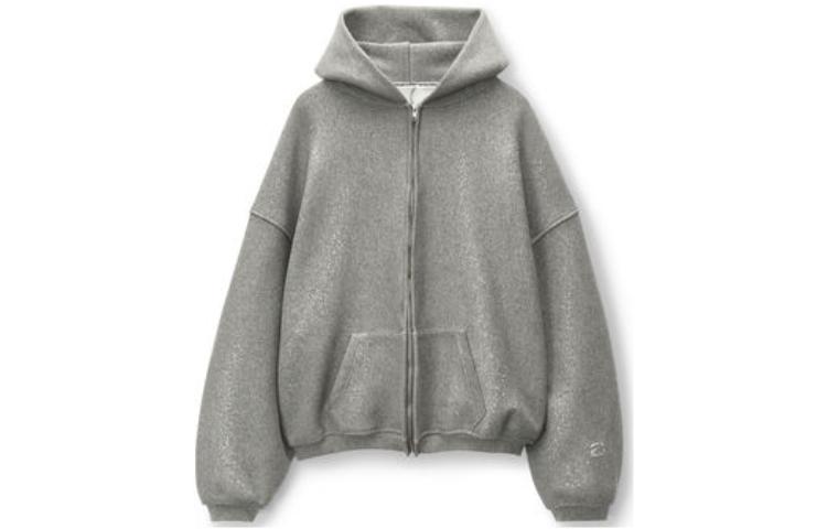 Alexander Wang Shiny Zip-Up Hoodie Unisex Gray - Minimalist Long-Sleeve Design 6CC3231007-079