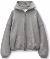 Alexander Wang Shiny Zip-Up Hoodie Unisex Gray - Minimalist Long-Sleeve Design 6CC3231007-079 Alexander Wang Shiny Zip-Up Hoodie Unisex Gray - Minimalist Long-Sleeve Design 6CC3231007-079