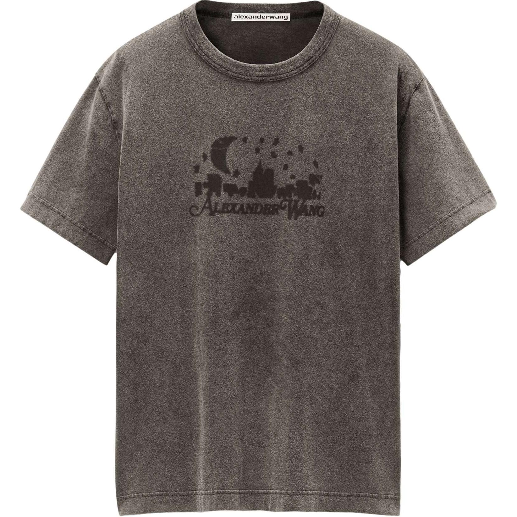 Alexander Wang Skyline Graphic Washed Carbon Grey Oversized T-Shirt Unisex. UCC3241708096A